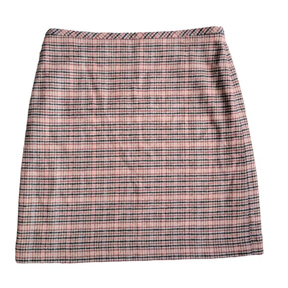 Talbots Recycled Wool Skirt Pink Plaid A-Line Fall Winter Women 10 - Picture 3 of 12